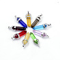 Glass Pointed Pendants, with Alloy Findings, Bullet, Platinum