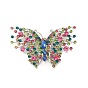 Pin de solapa de mariposa de diamantes de imitación de colores, broche de aleación para mujer