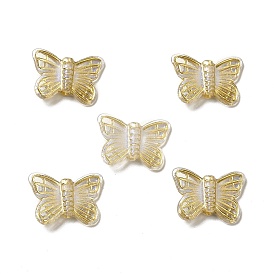 Transparent Acrylic Beads, Golden Metal Enlaced, Butterfly