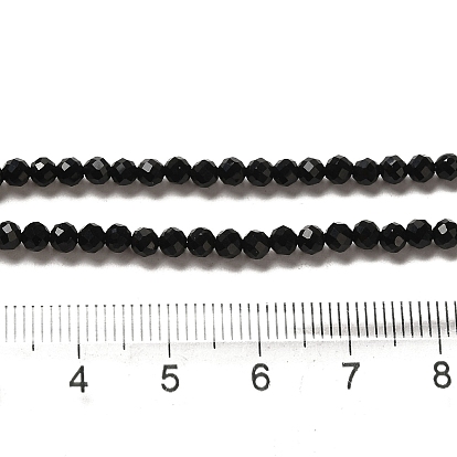 Natural Black Onyx Beads Strands, Dyed, Faceted, Round, 3mm, Hole: 1mm