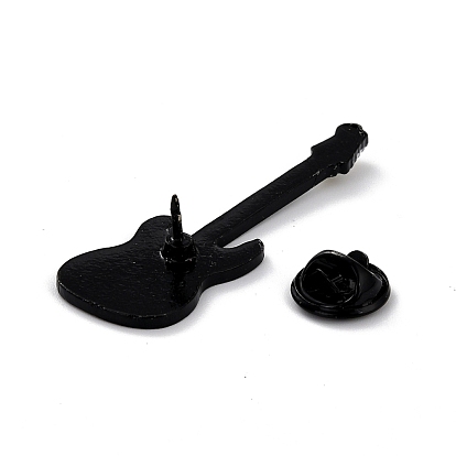 Pin de esmalte de guitarra, Broche de esmalte de aleación de instrumento musical para mujeres adolescentes, electroforesis negro