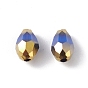 Electroplate Glass Beads, Half Golden Plated, Faceted, Teardrop