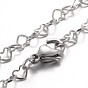 Heart 304 Stainless Steel Link Bracelets, with Lobster Claw Clasps, 7-1/4 inch(185mm)
