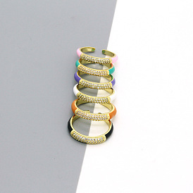 Bohemian Ethnic Style Colorful Oil Drop Ring Simple Personality Alloy Open-ended Finger Jewelry