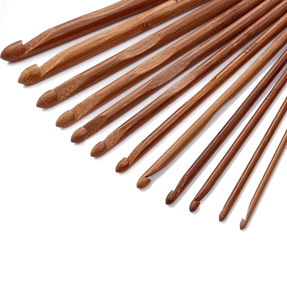 12 piezas de agujas de tejer de bambú carbonizado, ganchos de ganchillo, para trenzar herramientas de ganchillo