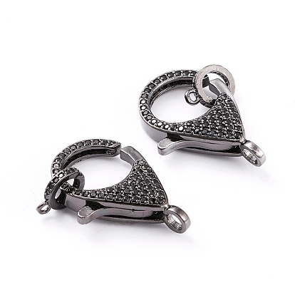 Brass Micro Pave Cubic Zirconia Lobster Claw Clasp, Long-Lasting Plated