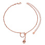 SHEGRACE 925 Sterling Silver Kitten Link Anklets, with Cable Chains, Cat Head and Bell