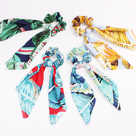 Tropical Print Silk Scarf Headband for Women's Hair Accessories