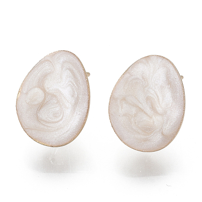 Conclusions de boucles d'oreilles en émail de fer respectueuses de l'environnement, avec boucle, sans cadmium et sans nickel et sans plomb, ovale, or et de lumière