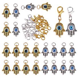 DIY Pendant Decoration Making Kits, Including Alloy Hamsa Hand with Evil Eye Pendants & Lobster Claw Clasps