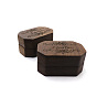 Wooden Ring Storage Boxes, with Magnetic Flip Cover & Velvet Inside, Octagon with Word I Love You