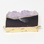 Natural Druzy Amethyst Links Connectors, Rectangle, with Brass Finding