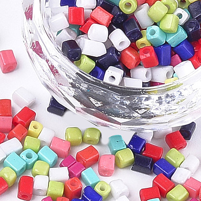 Baking Paint Glass Beads, Cube