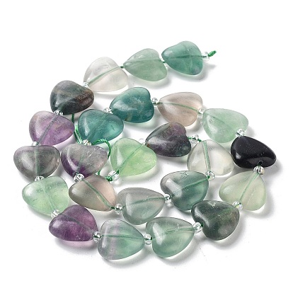 Fluorite naturel chapelets de perles, avec des perles de rocaille, cœur