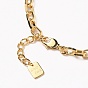 Brass Cable Chain Bracelets, with Lobster Claw Clasps, Long-Lasting Plated, Word Good Luck, Textured