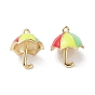 3D Brass Enamel Pendants, Real 16K Gold Plated, Umbrella Charms