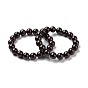 Bracelet extensible perlé rond grenat naturel, bijoux en pierres précieuses pour femmes
