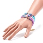 4Pcs 4 Color Handmade Polymer Clay Heishi Surfer Beaded Bracelet, Stackable Preppy Bracelets for Women