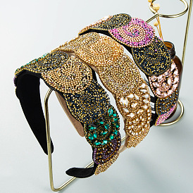 Colorful Rhinestone Headband for Women, Fashionable and Luxurious Hair Accessory with Wide Band.