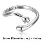 925 Sterling Silver Hug Hands Open Cuff Ring with Love Forever for Women