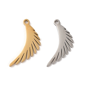 201 Stainless Steel Pendants, Laser Cut, Wing Charm