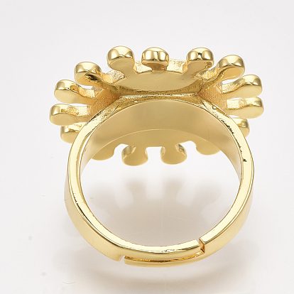Adjustable Brass Finger Rings, with Enamel, Sun with Eye
