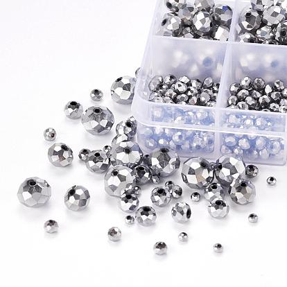 710 pcs galvanoplastie des brins de perles de verre transparent, rondelle, 410 Brucelles pointues en acier inoxydable et fil de cristal élastique
