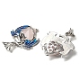 Gemstone Pendants, Faceted Heart Charms with Rack Plating Platinum Plated Brass Enamel Dragon