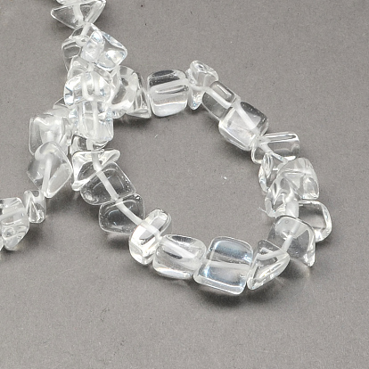 De perlas de cristal de cuarzo natural hebras, cuentas de cristal de roca, chip, sobre 8~18 mm de largo, 6~12 mm de ancho, 3~7 mm de espesor, agujero: 1 mm, sobre 160 PC / hilos, 34.6 pulgada