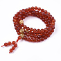 3-Loop Wrap Style Buddhist Jewelry, Gemstone Mala Bead Bracelets, Stretch Bracelets, Round