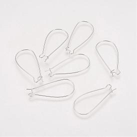 Brass Hoop Earrings Findings Kidney Ear Wires, Lead Free and Cadmium Free, 33x14mm