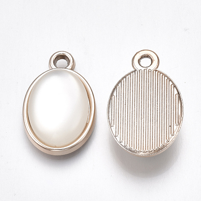 UV Plating Acrylic Pendants, with Acrylic Imitation Pearl, Oval