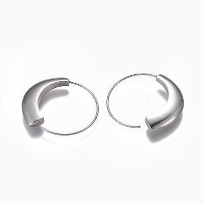 304 Stainless Steel Hoop Earrings, Hypoallergenic Earrings, Curved