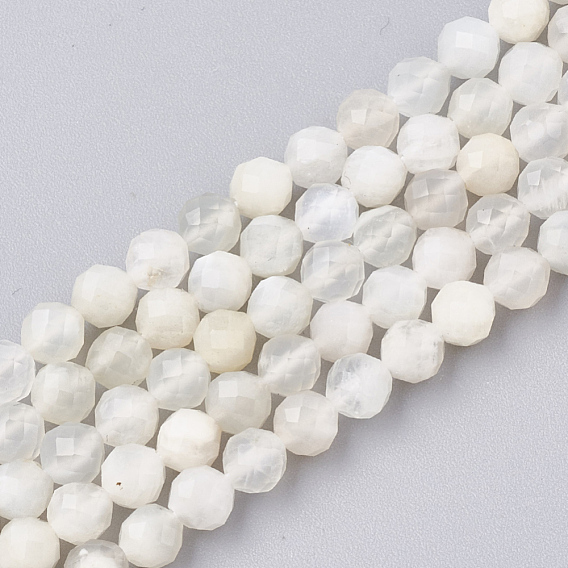 Naturelles perles pierre de lune blanc brins, facette, ronde