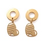 Valentine's Day 304 Stainless Steel Heart Dangle Stud Earrings for Women