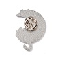 Rainbow Color Pride Flat Moon with Cat Enamel Pin, Platinum Alloy Brooch for Backpack Clothes
