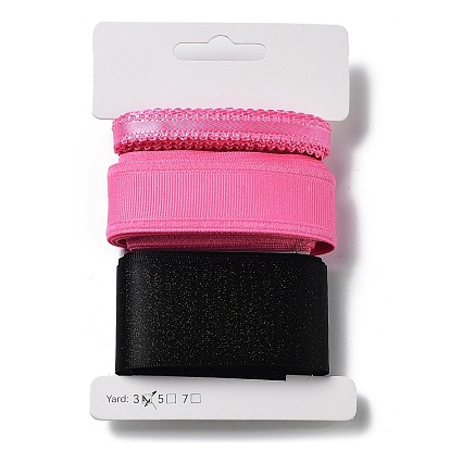 9 yardas 3 estilos de cinta de poliéster, para manualidades hechas a mano, moños para el cabello y decoración de regalo, paleta de colores rosa