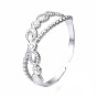 304 Stainless Steel Criss Cross Open Cuff Ring, Chunky Hollow Ring for Women