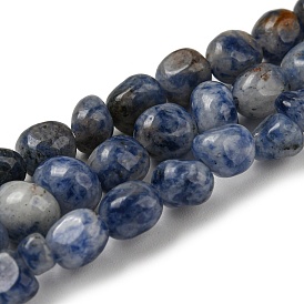 Brins de perles de jaspe de tache bleue naturelle, pierre tombée, nuggets