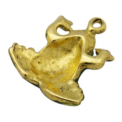 Brass Enamel Pendants, Frog, 15x17mm, Hole: 1.5mm