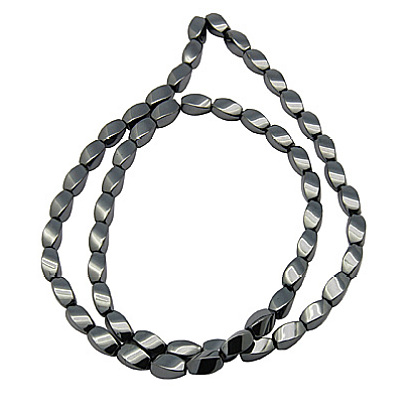 Synthetic Hematite Beads, with Magnetic, Twist, 7x4mm, Hole: 1mm