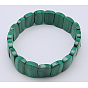 Bracelets de perles de pierre gemme extensibles, malachite naturel, Grade a, carrée, 53mm