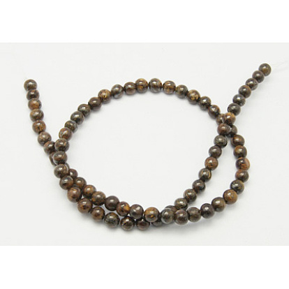 Natural Bronzite Beads Strands, Round, 6mm, Hole: 1mm, Length: 15.7 inch