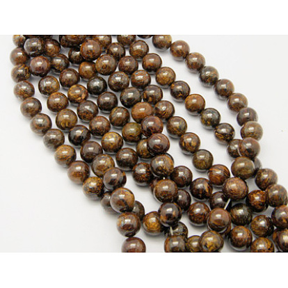 Bronzite naturelles brins de perles, ronde, 10mm, Trou: 1mm, longueur: 15.7 pouces
