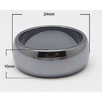 Magnetic Synthetic Hematite Wide Band Rings, 24x10mm, Inner Diameter: 19mm