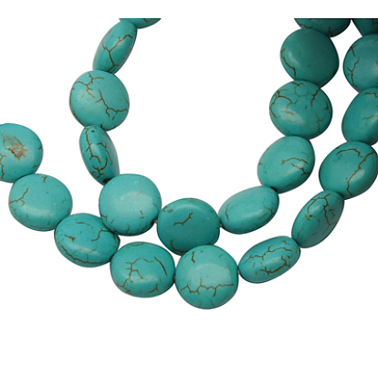 Synthetic Howlite Beads, Dyed, Flat Round, 12x6mm, Hole: 1mm, about 1000pcs/kg