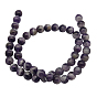 Gemstone Beads Strands, Natural Amethyst, Round, Hole: 0.8mm