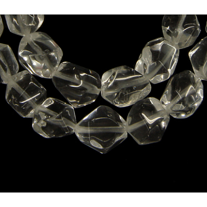 Glass Beads, Faceted, Nuggets, Imitation White Quartz, 10x8mm, Hole: 1mm, about 47 pcs/strand, 15.5 inch 