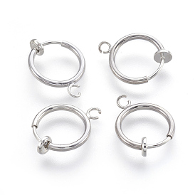 Brass Clip-on Hoop Earrings, For Non-pierced Ears, with Spring Findings, Nickel Free