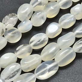 Natural White Moonstone Beads Strands, Nuggets, Tumbled Stone